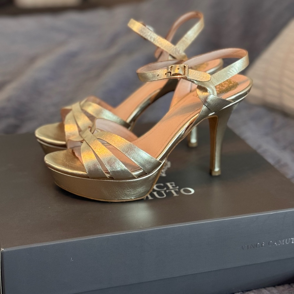 Vince Camuto Gold Strappy Heels